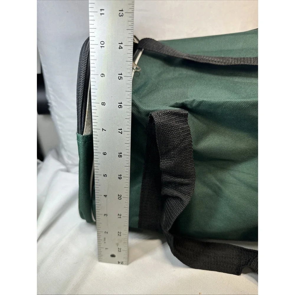 Belmont Park Duffel Bag Green And Cream Adjustable Strap Multiple Pockets